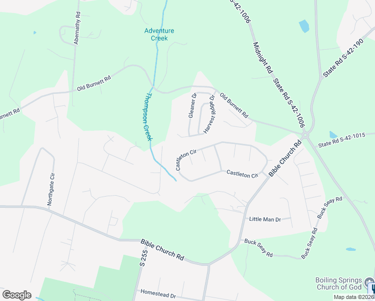 map of restaurants, bars, coffee shops, grocery stores, and more near 275 Castleton Circle in Boiling Springs