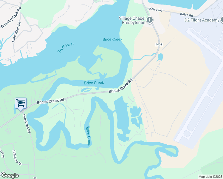 map of restaurants, bars, coffee shops, grocery stores, and more near 1300 Brices Creek Road in New Bern