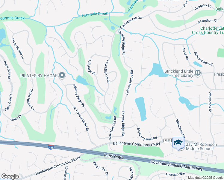 map of restaurants, bars, coffee shops, grocery stores, and more near 8274 Golf Ridge Drive in Charlotte