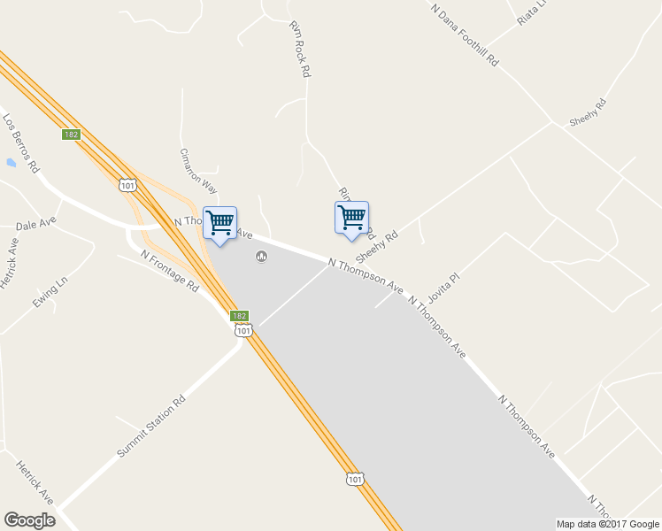 map of restaurants, bars, coffee shops, grocery stores, and more near 101 Old Summit Road in Arroyo Grande