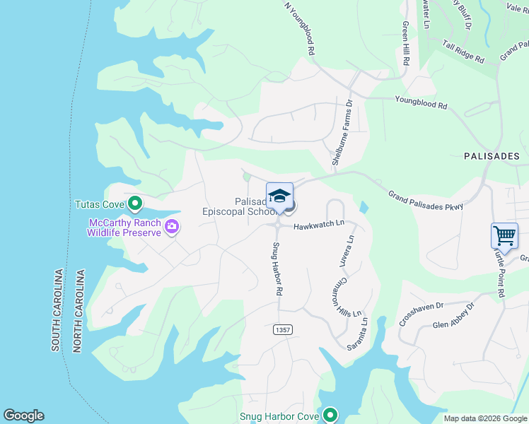 map of restaurants, bars, coffee shops, grocery stores, and more near 13014 May River Lane in Charlotte