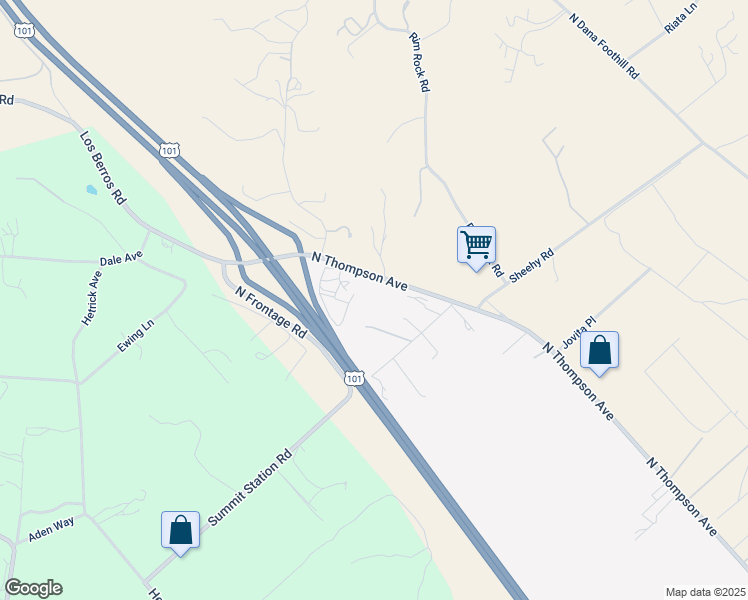 map of restaurants, bars, coffee shops, grocery stores, and more near 1235 North Thompson Avenue in Arroyo Grande
