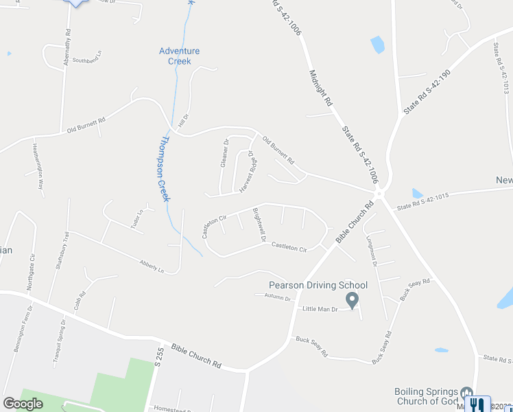 map of restaurants, bars, coffee shops, grocery stores, and more near 275 Castleton Circle in Boiling Springs