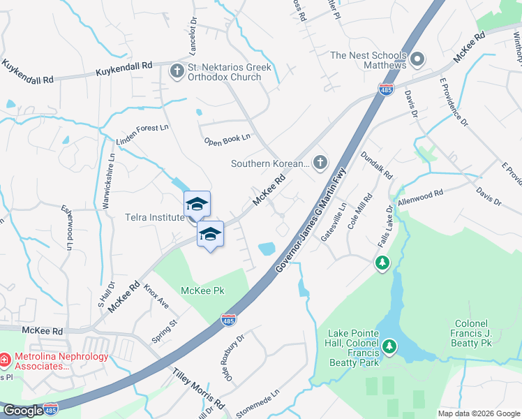 map of restaurants, bars, coffee shops, grocery stores, and more near 3815 Western Gailes Way in Charlotte