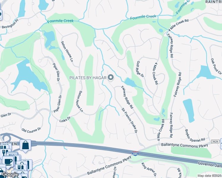 map of restaurants, bars, coffee shops, grocery stores, and more near 11226 Sir Francis Drake Drive in Charlotte