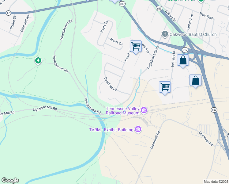 map of restaurants, bars, coffee shops, grocery stores, and more near 3811 Cherwood Lane in Chattanooga