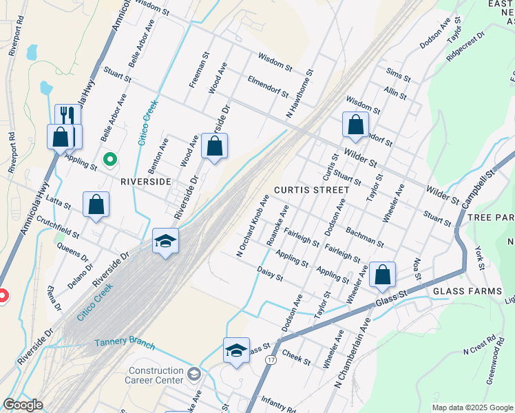 map of restaurants, bars, coffee shops, grocery stores, and more near 2702 North Orchard Knob Avenue in Chattanooga