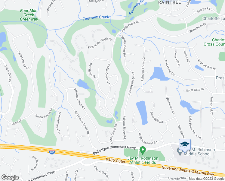 map of restaurants, bars, coffee shops, grocery stores, and more near 8258 Golf Ridge Drive in Charlotte
