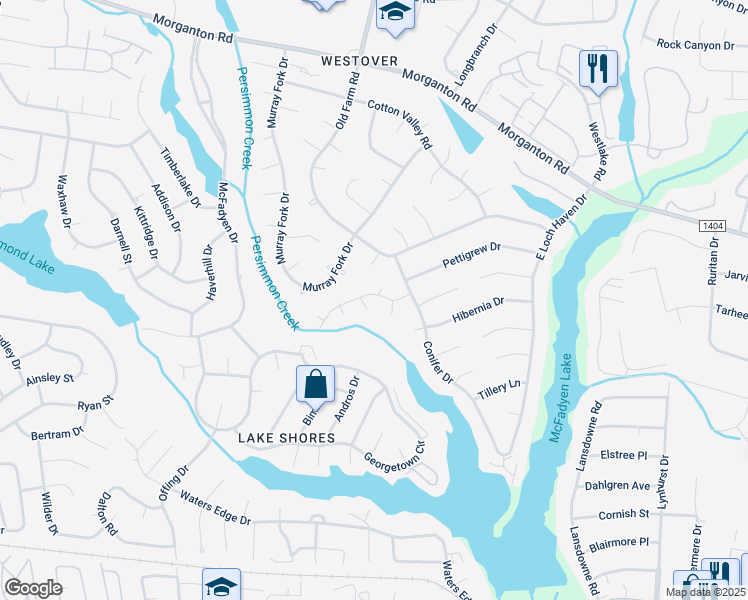 map of restaurants, bars, coffee shops, grocery stores, and more near 5919 Laguna Drive in Fayetteville