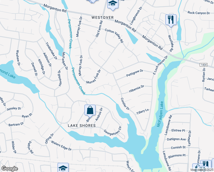 map of restaurants, bars, coffee shops, grocery stores, and more near 5919 Laguna Drive in Fayetteville