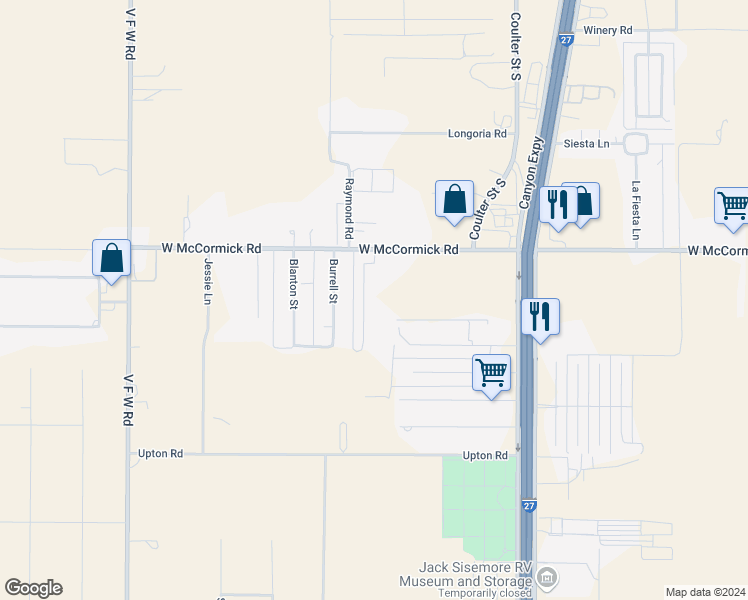 map of restaurants, bars, coffee shops, grocery stores, and more near 224 Bordeaux Lane in Amarillo