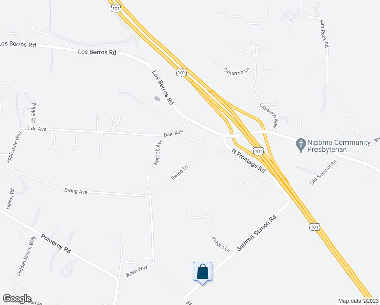 map of restaurants, bars, coffee shops, grocery stores, and more near 1322 Ewing Lane in Arroyo Grande
