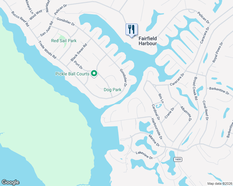 map of restaurants, bars, coffee shops, grocery stores, and more near 5700 Gondolier Drive in New Bern