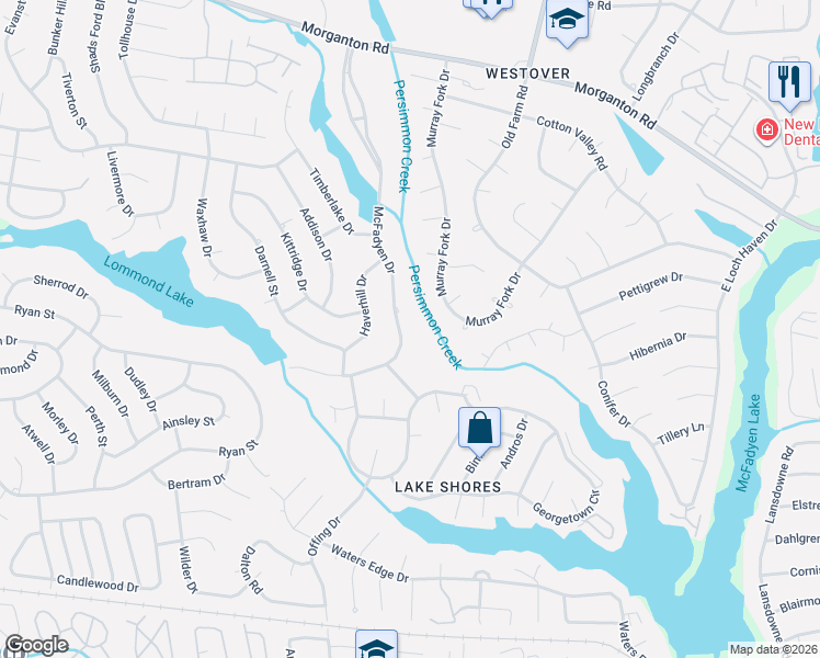 map of restaurants, bars, coffee shops, grocery stores, and more near 276 Murray Fork Drive in Fayetteville