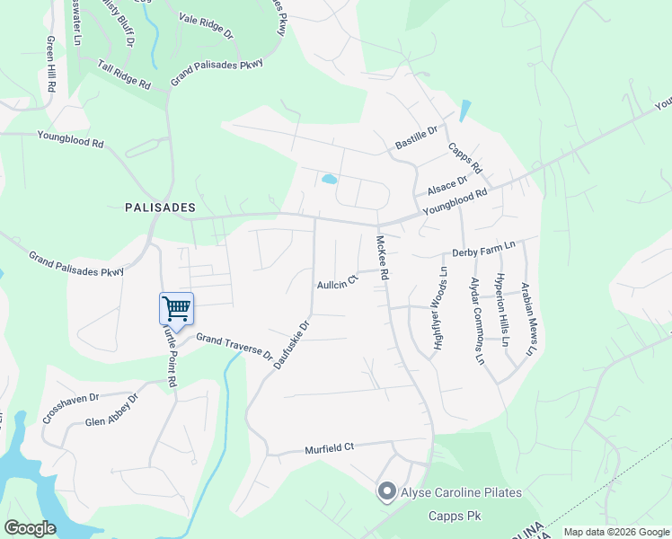 map of restaurants, bars, coffee shops, grocery stores, and more near 16839 Rudence Court in Charlotte