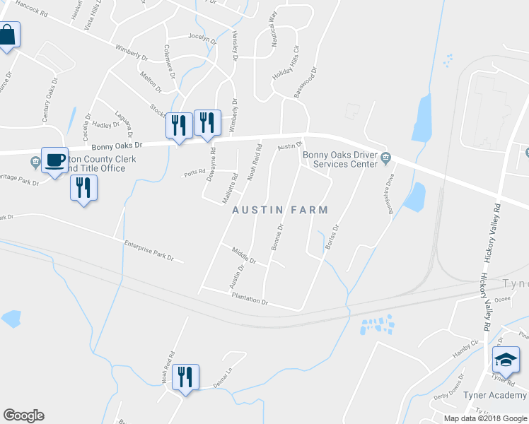 map of restaurants, bars, coffee shops, grocery stores, and more near in Chattanooga