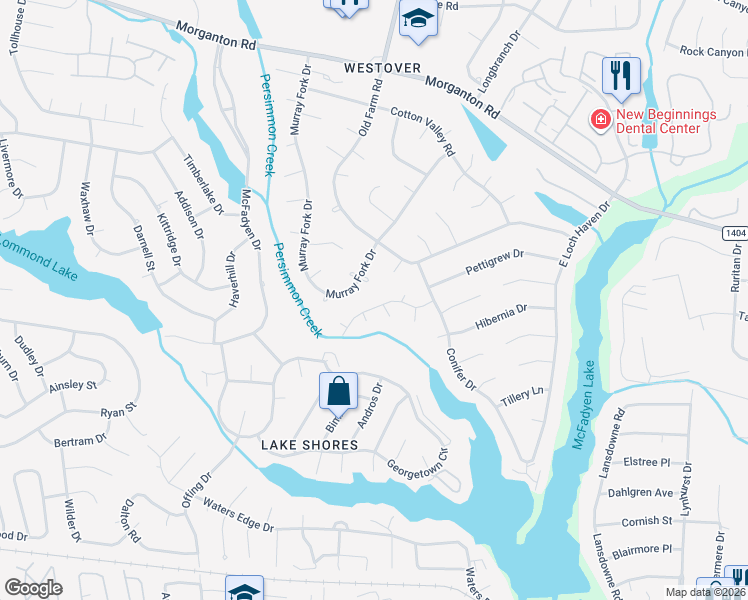 map of restaurants, bars, coffee shops, grocery stores, and more near 6003 Wagon Wheel in Fayetteville