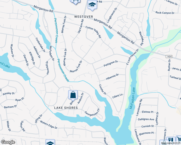 map of restaurants, bars, coffee shops, grocery stores, and more near 5912 Laguna Drive in Fayetteville