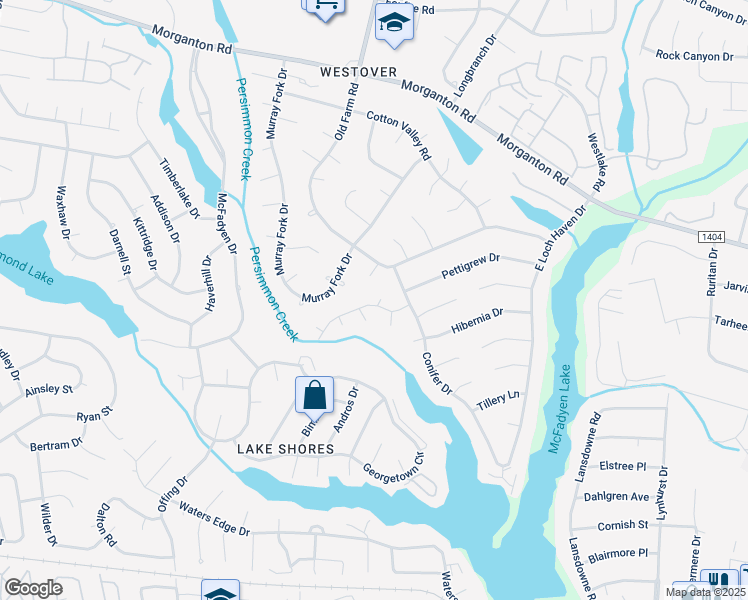 map of restaurants, bars, coffee shops, grocery stores, and more near 408 Adger Court in Fayetteville