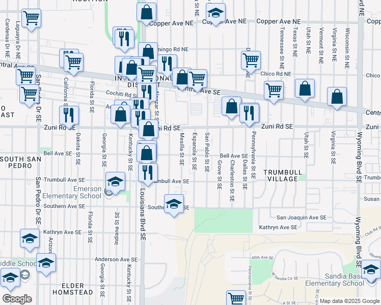 map of restaurants, bars, coffee shops, grocery stores, and more near 429 Espanola Street Southeast in Albuquerque