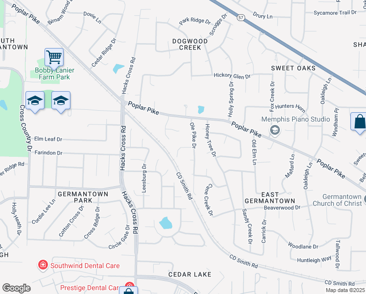 map of restaurants, bars, coffee shops, grocery stores, and more near 8227 Everwood Cove in Germantown