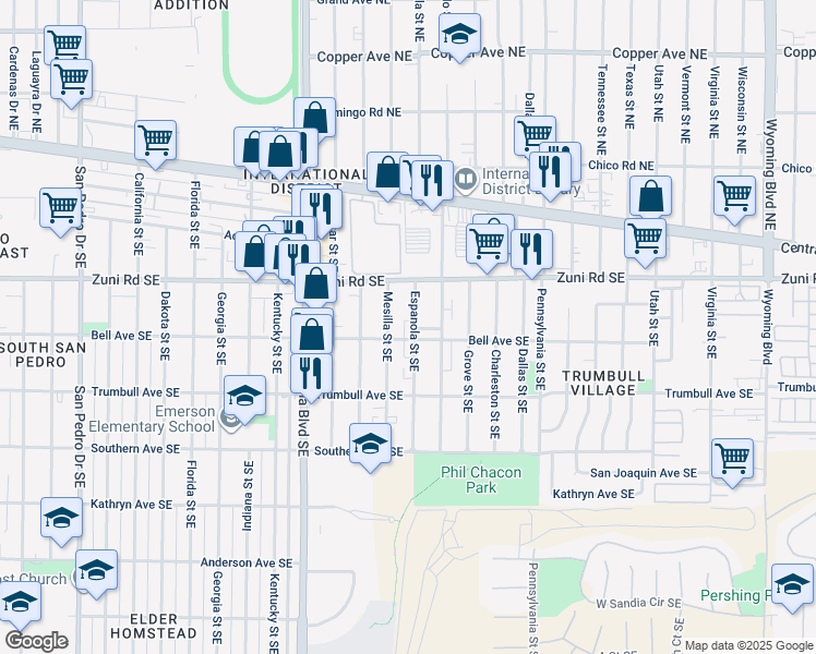 map of restaurants, bars, coffee shops, grocery stores, and more near 429 Espanola Street Southeast in Albuquerque