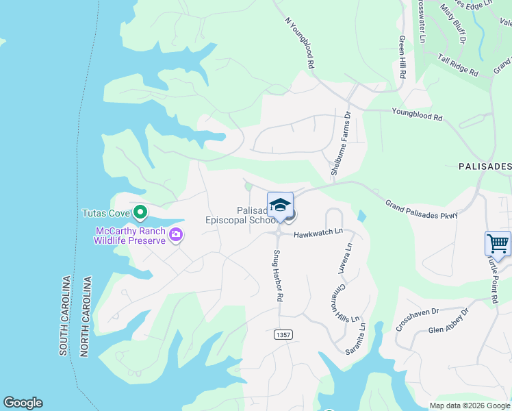map of restaurants, bars, coffee shops, grocery stores, and more near 13124 May River Lane in Charlotte