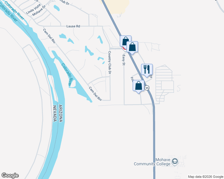 map of restaurants, bars, coffee shops, grocery stores, and more near 2956 Country Club Drive in Bullhead City