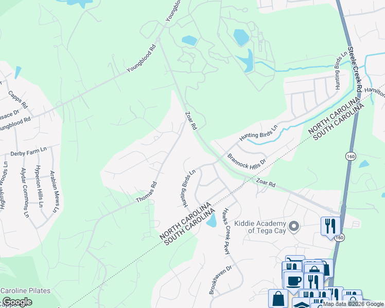 map of restaurants, bars, coffee shops, grocery stores, and more near 14845 Dungannon Ct in Charlotte