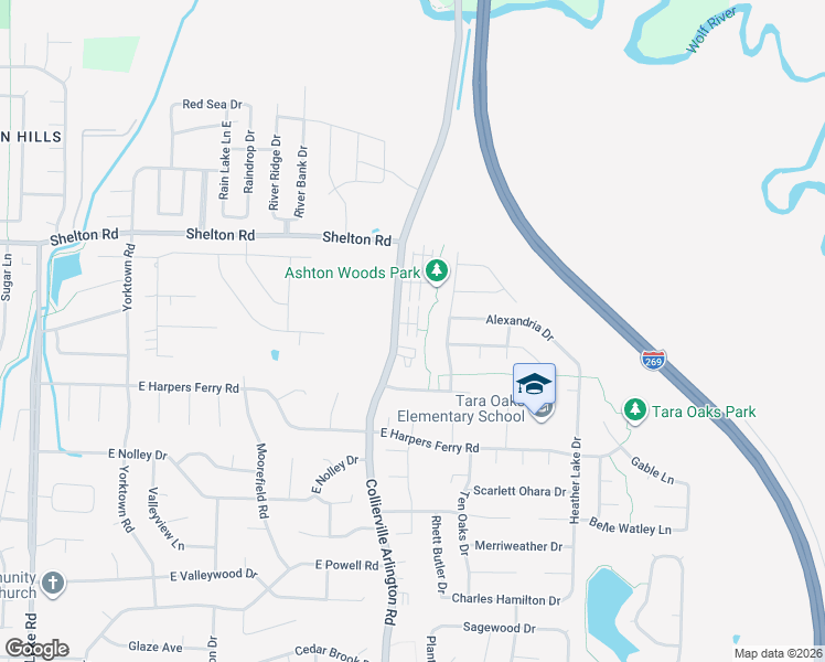 map of restaurants, bars, coffee shops, grocery stores, and more near 1162 Arlington Hall Drive in Collierville
