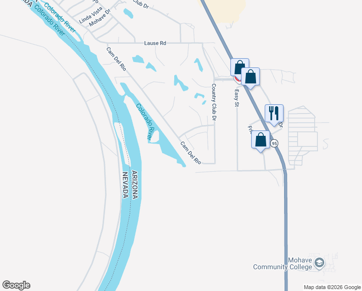 map of restaurants, bars, coffee shops, grocery stores, and more near 2977 Camino Del Rio in Bullhead City
