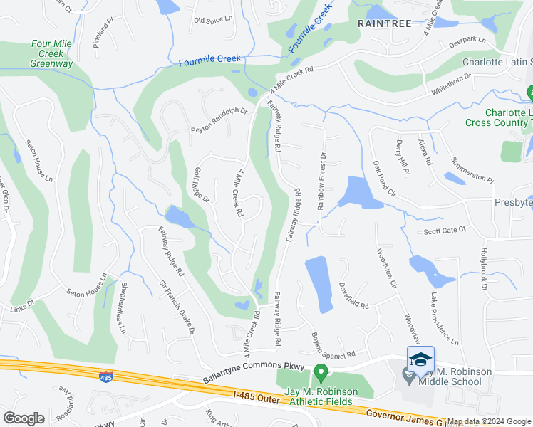 map of restaurants, bars, coffee shops, grocery stores, and more near 8215 Circle Tree Lane in Charlotte