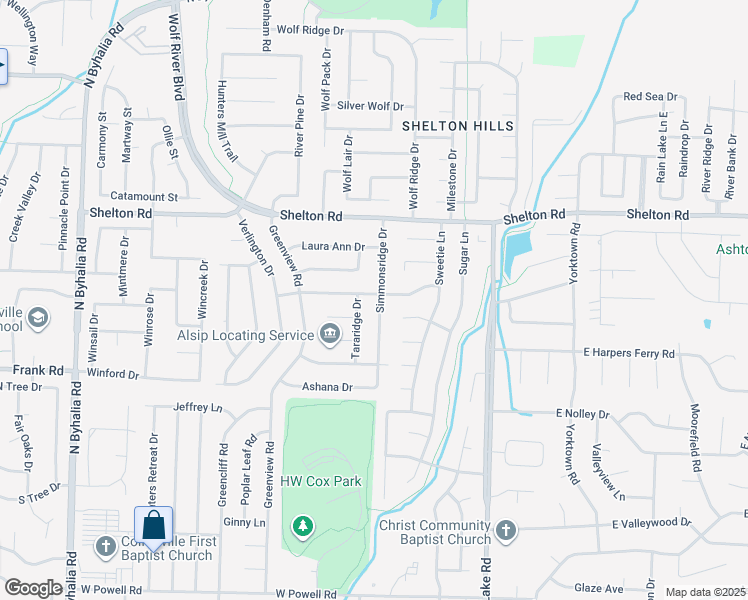 map of restaurants, bars, coffee shops, grocery stores, and more near 1151 Simmonsridge Drive in Collierville