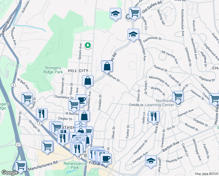 map of restaurants, bars, coffee shops, grocery stores, and more near 308 Keith Street in Chattanooga