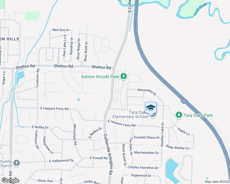 map of restaurants, bars, coffee shops, grocery stores, and more near 1162 Arlington Hall Drive in Collierville