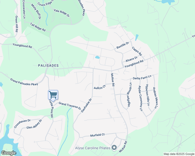 map of restaurants, bars, coffee shops, grocery stores, and more near 16839 Rudence Court in Charlotte