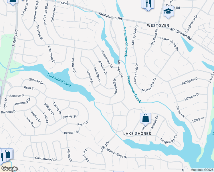 map of restaurants, bars, coffee shops, grocery stores, and more near 7002 Kittridge Drive in Fayetteville