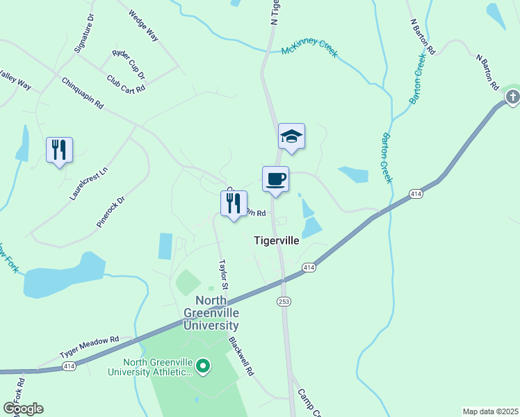 map of restaurants, bars, coffee shops, grocery stores, and more near 4 Chinquapin Road in Travelers Rest