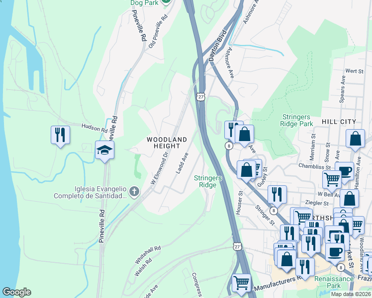 map of restaurants, bars, coffee shops, grocery stores, and more near 709 Ladd Avenue in Chattanooga