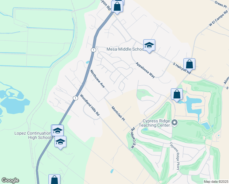 map of restaurants, bars, coffee shops, grocery stores, and more near 2646 Northview Avenue in Arroyo Grande