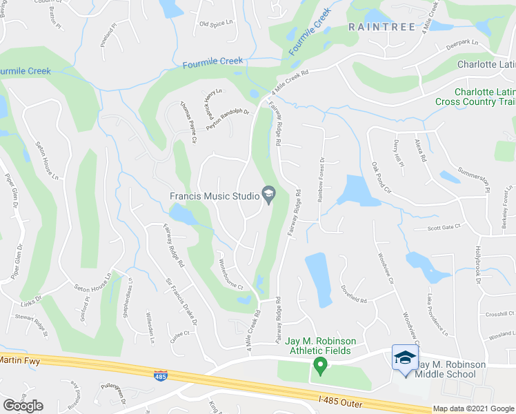 map of restaurants, bars, coffee shops, grocery stores, and more near 8218 Circle Tree Lane in Charlotte