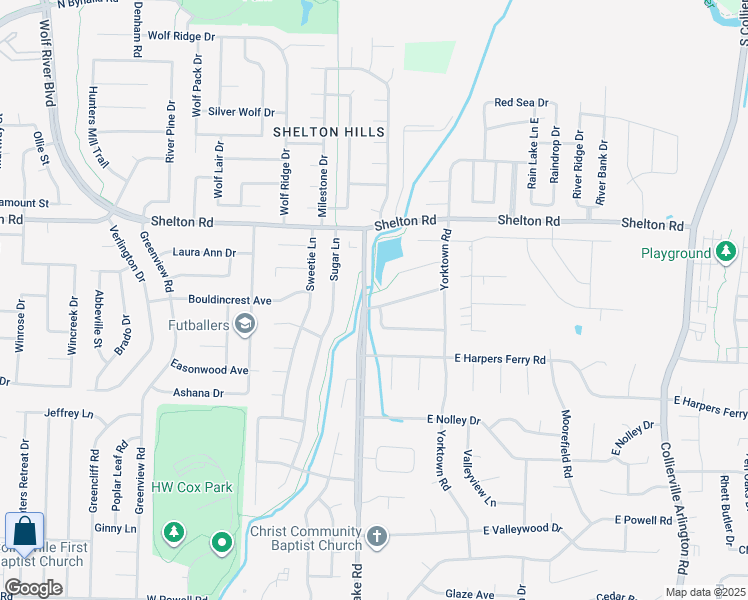 map of restaurants, bars, coffee shops, grocery stores, and more near 148 Cottonwood Drive in Collierville