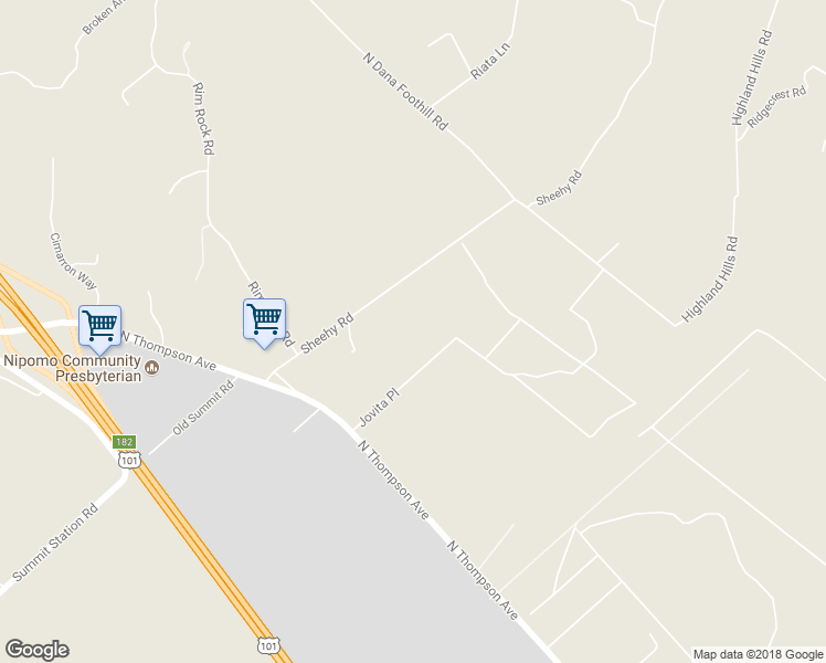 map of restaurants, bars, coffee shops, grocery stores, and more near 276 Sheehy Road in Nipomo