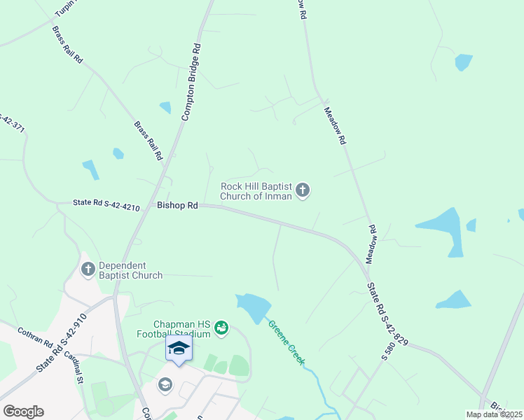 map of restaurants, bars, coffee shops, grocery stores, and more near 2816 Bishop Road in Inman