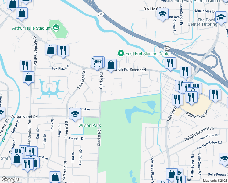 map of restaurants, bars, coffee shops, grocery stores, and more near 2826 Los Gatos Court in Memphis