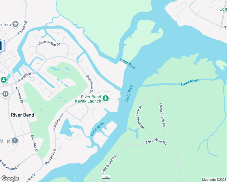map of restaurants, bars, coffee shops, grocery stores, and more near 210 Gull Pointe in New Bern