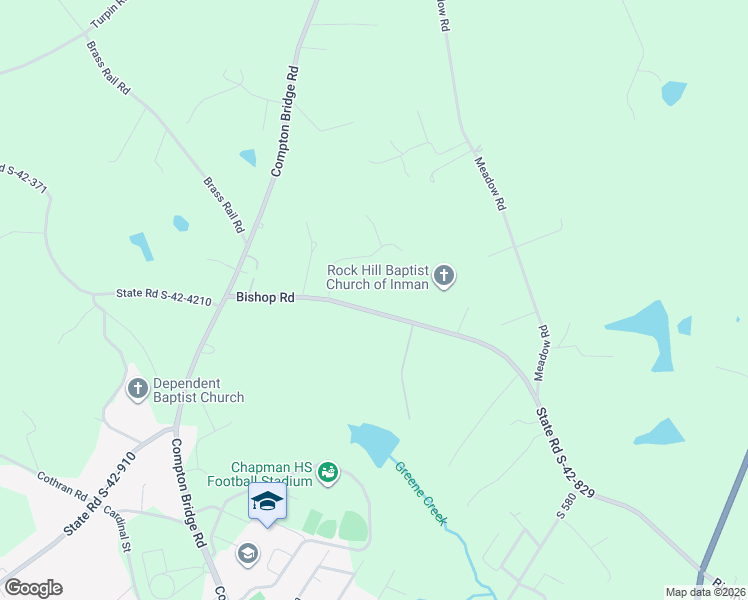 map of restaurants, bars, coffee shops, grocery stores, and more near 2816 Bishop Road in Inman