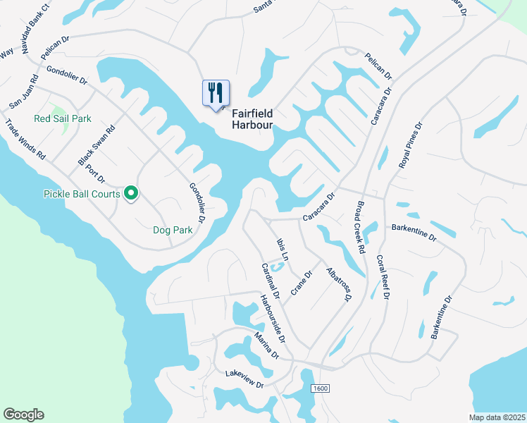 map of restaurants, bars, coffee shops, grocery stores, and more near 6103 Cardinal Drive in New Bern