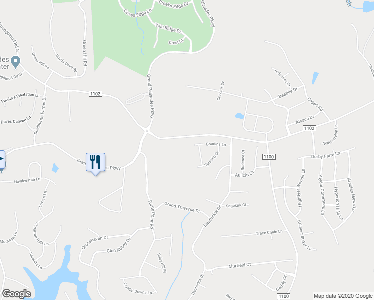 map of restaurants, bars, coffee shops, grocery stores, and more near 16825 Youngblood Road in Charlotte