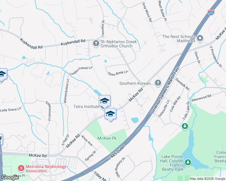 map of restaurants, bars, coffee shops, grocery stores, and more near 9951 Providence Forest Lane in Charlotte